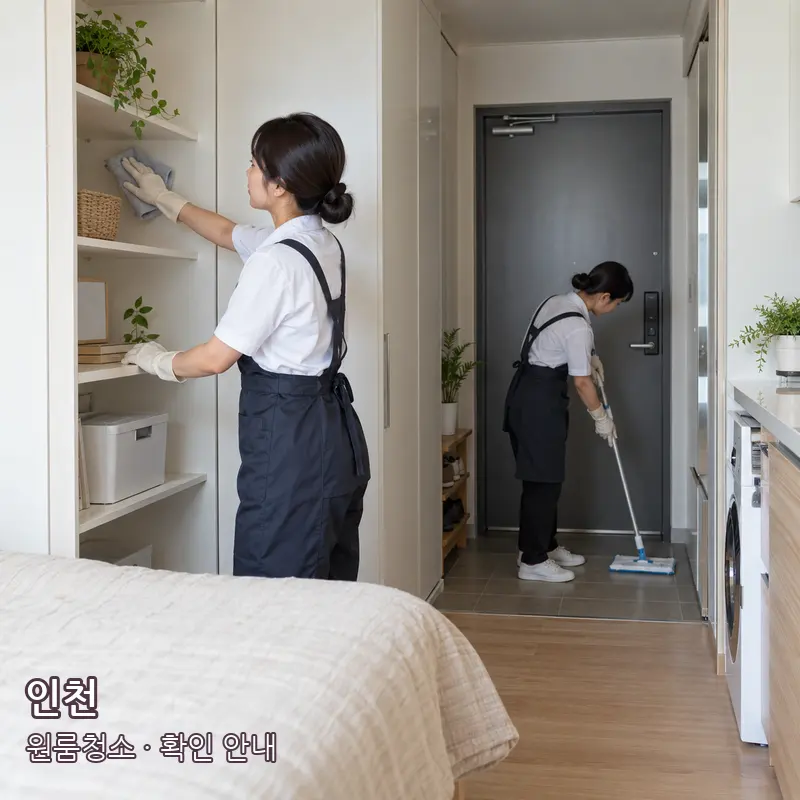 인천 원룸청소 작업 범위 예시 이미지